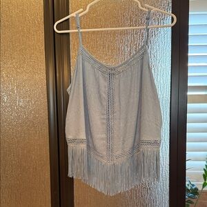 Idyllwild Light Blue Fringe Cami Top - Women's
